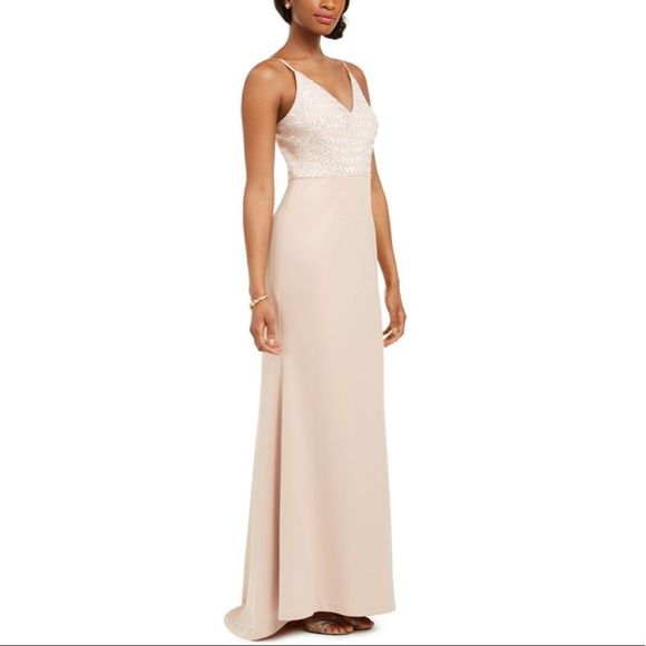 Vince Camuto Womens Pink Spaghetti Strap Full-Length Fit + Flare Evening gown - Picture 2 of 11